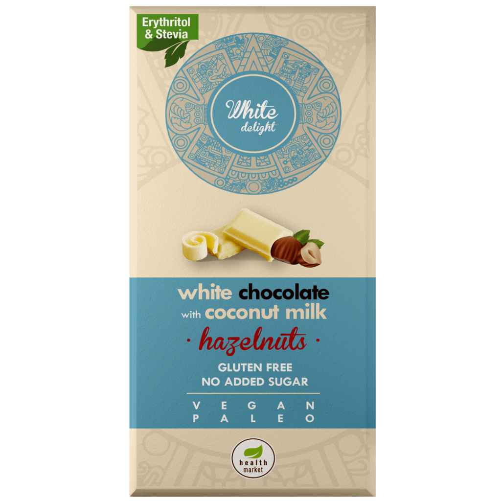 Health Market Delight white chocolate with hazelnut