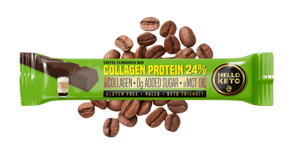Hello Keto coffee falvoured collagen protein bar with mct oil