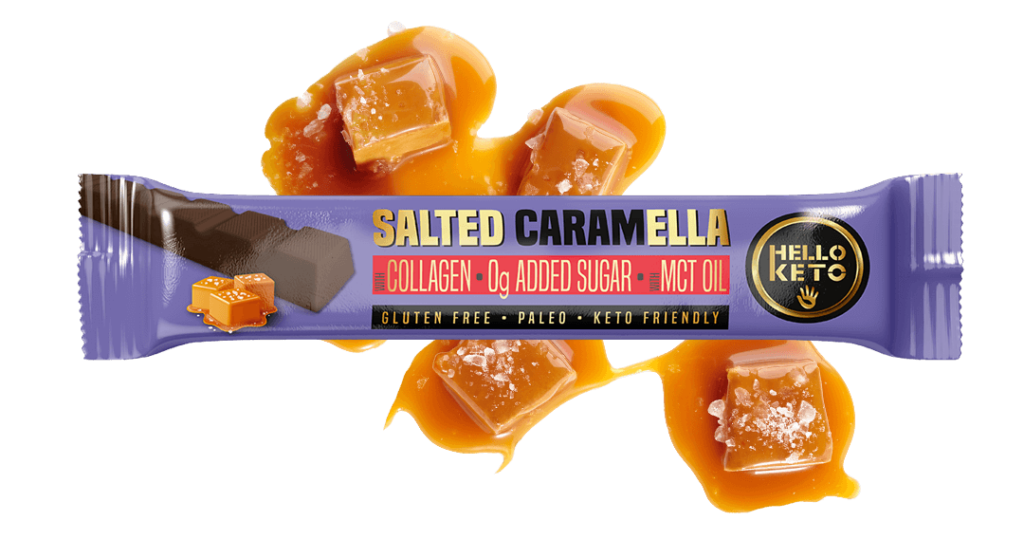 Hello Keto Ella Salted Caramella keto chocolate with mct oil and collagene